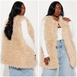 Sydney Faux Fur Vest - Tan - Sz 1X